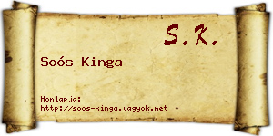 Soós Kinga névjegykártya